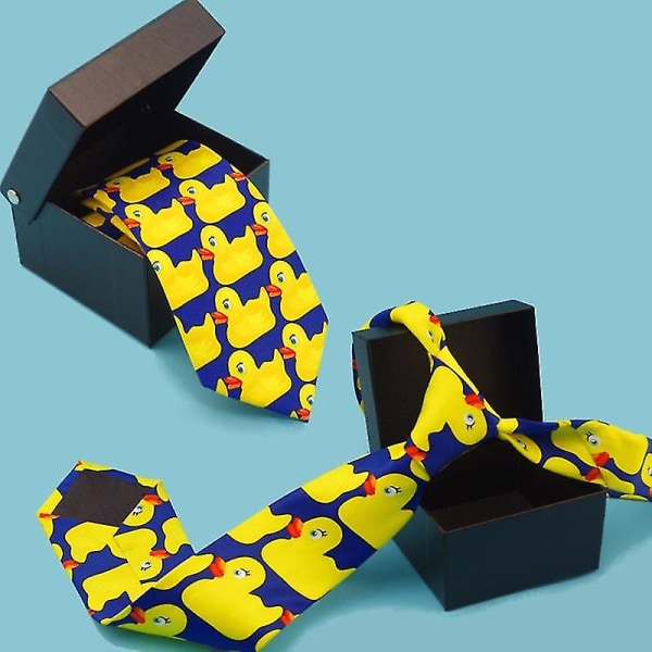 Män Kvinnor Rolig gul anka printed slips imitation sidan cosplay fest affärskostym slips
