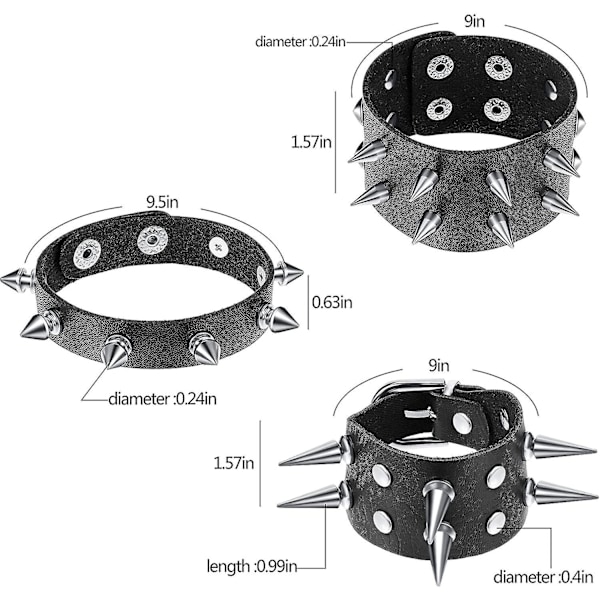 6 st Punk Nitar Armband Läder Nitar Armband Manschett