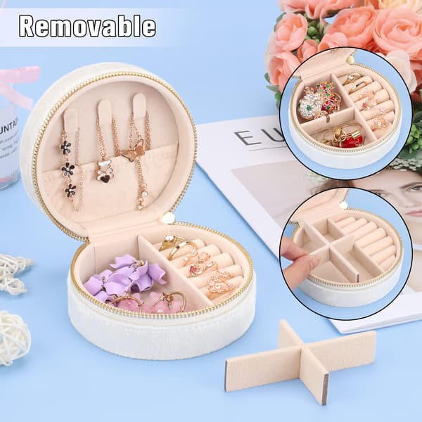 Mini Sammetsfodral, Resesmyckeskrin (Vit) White