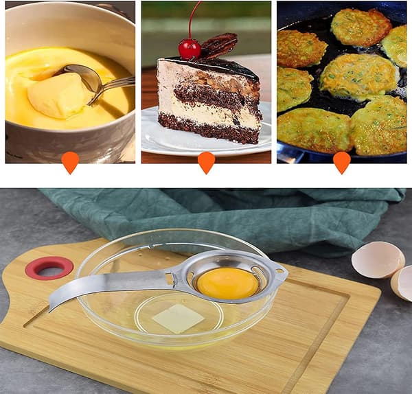 Äggseparator Äggulaseseparator Rostfritt Stål Äggvita Äggulasesil Äggsil Köksredskap för Matlagning (2-pack, Silver)