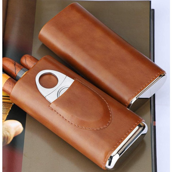 Läderfodral, cigarrhumidorer, läder Brown