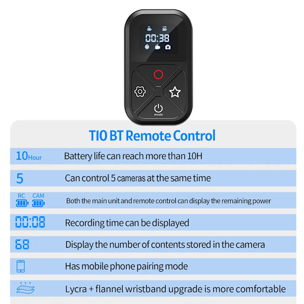 Kompatibel med GoPro Hero 11 Bluetooth Kamerakontroll
