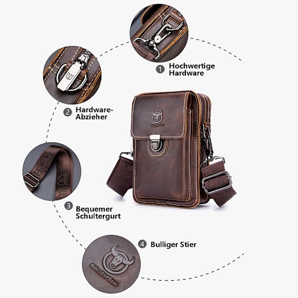 Läder Crossbody Väska för Män - Brun
