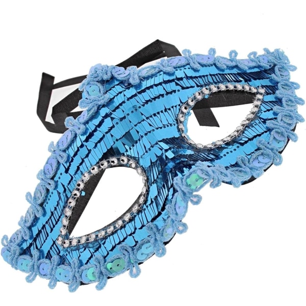 Topkids Accessoarer Masquerade Mask för kvinnor och män Turquoise Sequin