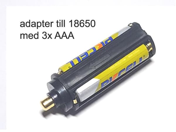2 st batteriadapter 3xAAA blir 1x18650 eller 1x26650