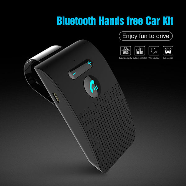 Bluetooth-kompatibel handsfree-högtalare för solskydd - Trådlös musikadapter för biltillbehör