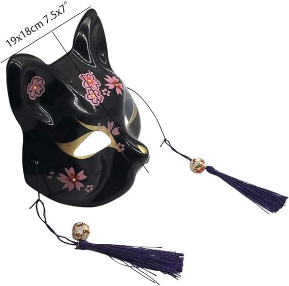 Kitsune Rävmask för Juldräkt, Djur Cosplay Kabuki Halvmask