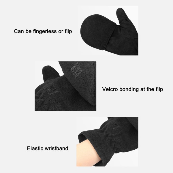 Vintervarma halvfingerhandskar Vantar med cover Fleece konvertibla fingerlösa handskar Thermal för flicka S