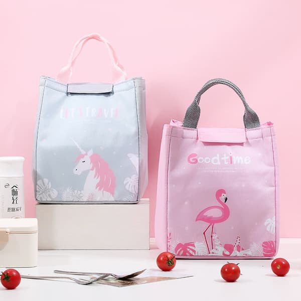 Bärbar matpåse Praktisk ispåse Återanvändbar isolerad påse Flamingo