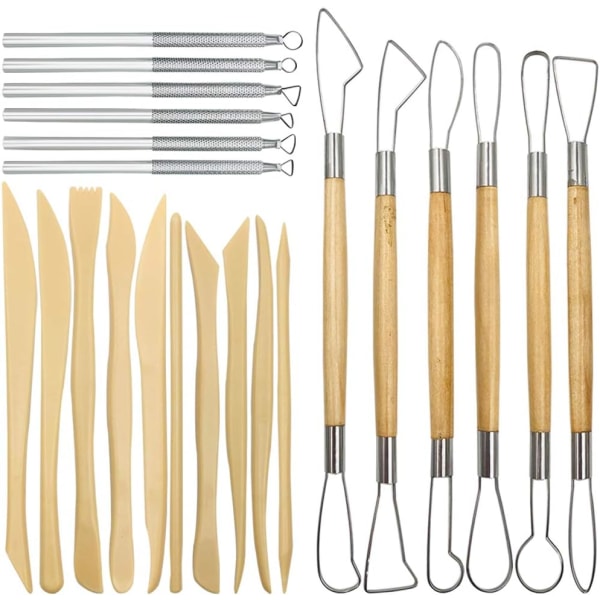 22 st Skulptureringsverktyg Set, Trähandtag Metall Plastskrapa