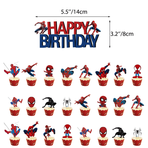 Spiderman-tema födelsedagsfest Banners ballonger dekorationer Set