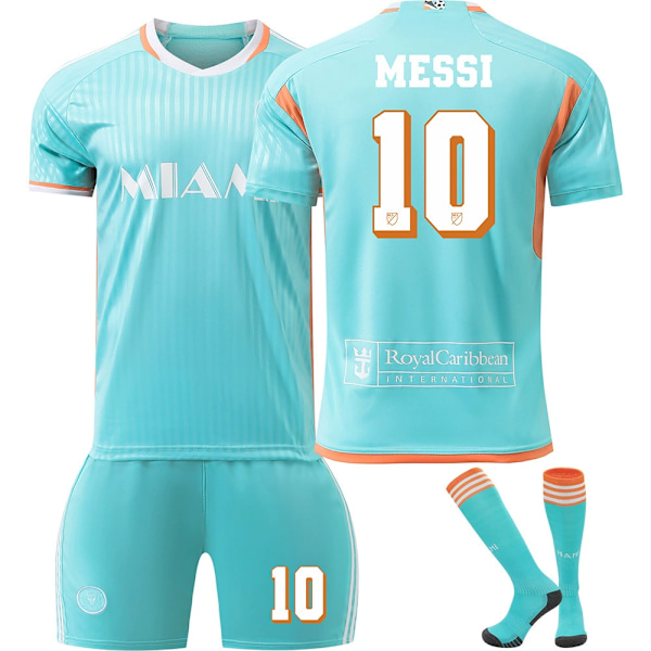 2024 Inter Miami CF Bortalagströja med strumpor Barn Nr 10 Messi M