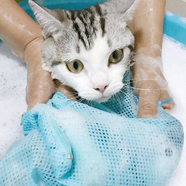 Pet Cats Tvättpåsar Mesh Cat Grooming Badväska Pet Badväska Orange