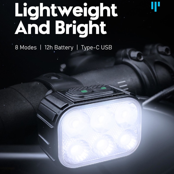 Q6 cykelljus för nattkörning Uppladdningsbar, superljus LED-strålkastare, vattentät design