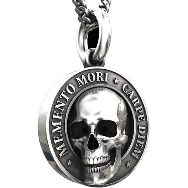 Memento Mori Halsband Carpe Diem Hängsmycke 3D Dödskalle Halsband för Män, Mori 400-års Jubileumshalsband Special