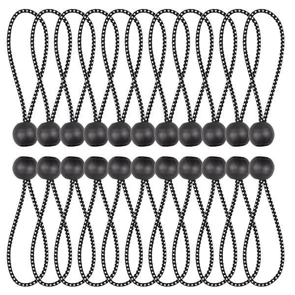 Boll-Bungee-Snöre, Robust och mångsidig, inomhus och utomhus, Presenningfäste, Organisera & Säkra, 4,7 tum, Svart, 20-pack