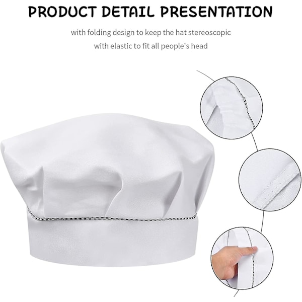 4 st Barnkockhattar 3-13 år, Justerbar Matlagningsmössa Pojke Flicka, Andningsbar Kockmössa i Polycotton, Hatt för Småbarn för Hemskolning