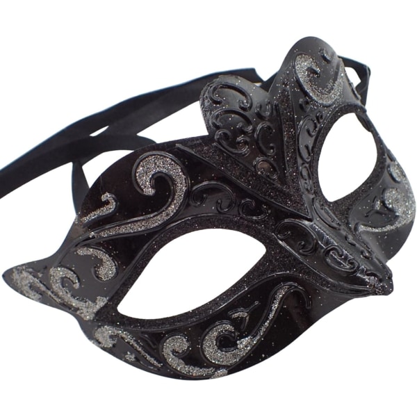 Topkids Accessoarer Masquerade Mask för kvinnor och män Black W/ Glitter