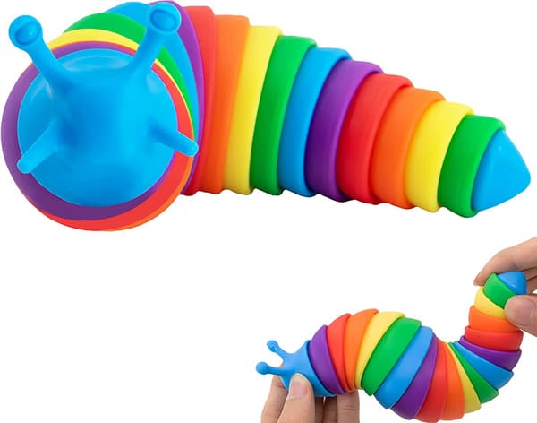 Fidget Slug Leksak, 3D Ledade Klibbiga Stretch Sensoriska Leksaker, Flexibel Dekompressions Snigel för Avkoppling för Vuxna Barn Autistiska