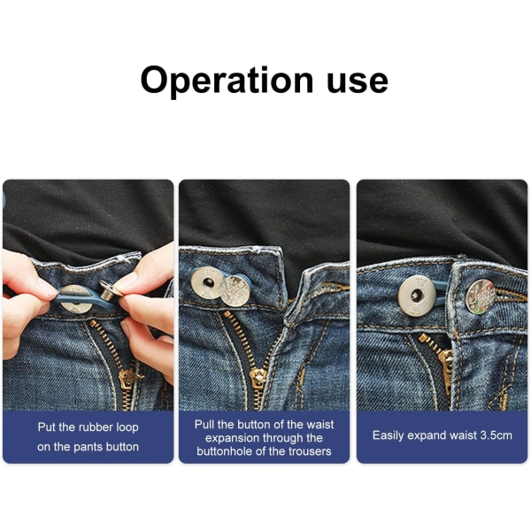 10-pack Byxknappsförlängare, Elastisk Knappförlängare, Justerbar