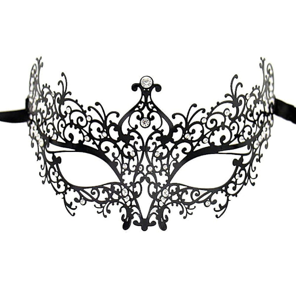Maskeradmask venetianska masker, metallmaskeradmask för kvinnor Laserskuret fest dam maskeradmask