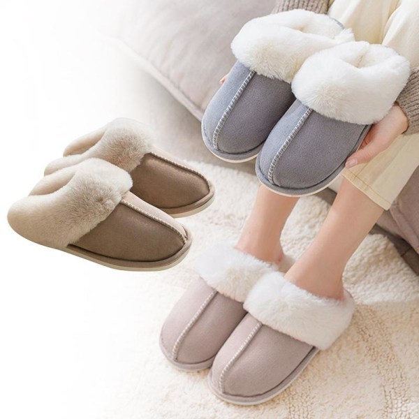 Tofflor i Fårskinnsimitation - Varma och Mjuka 40-41 beige
