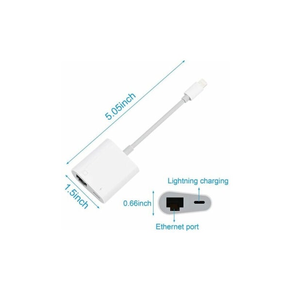 Lightning till Ethernet RJ45-adapter med laddning för iPhone/iPad, stöd för 10/100 Mbps höghastighetsnätverk