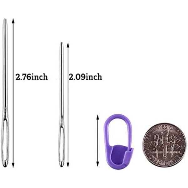 Maskmarkörer 120 ST Virkmarkörer med 4 ST Stickor med stora ögon trubbiga nålar 3 storlekar för stickning.