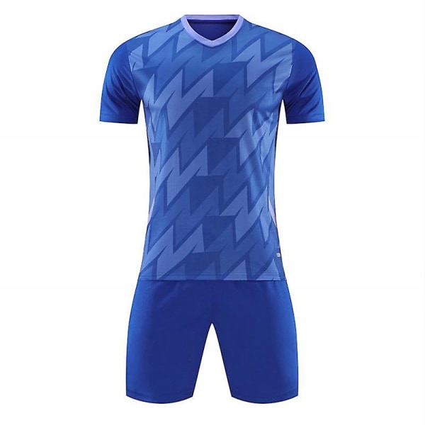 Nytt mode fotbollströjor set för vuxna och barn fotboll T-shirt och shorts Pojkar Futbol träningsdräkter Löpsportkläder 2XL Blue(77679)