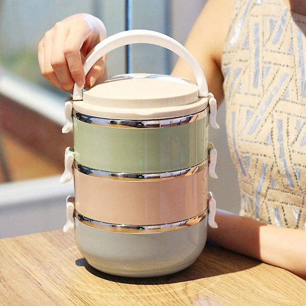 Lunchbox 3 lager Stapelbara Läckagesäkra Termiska Bento-lådor