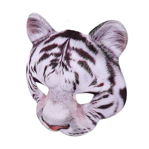 Eva Halloween Tiger Halv Ansiktsmask Cosplay Maskeradfest Realistisk Look white