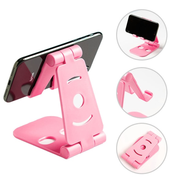 Folding Lazy Phone Tablet Hållare Creative Double Folding Live Broadcast Hållare Mobil skrivbordshållare pink