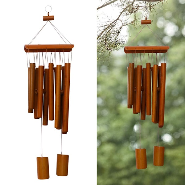 Bambu Vindspel med 10 Rör, 60 cm, Trä Dekoration, Present