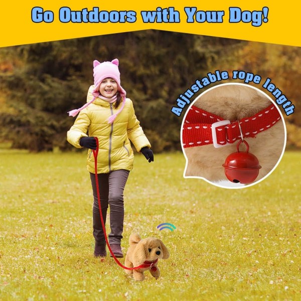 Plysch Golden Retriever Toy Puppy Electronic Interactive Dog - Promenader, skällande, viftande svans, stretching sällskapsdjur (Golden Dog)