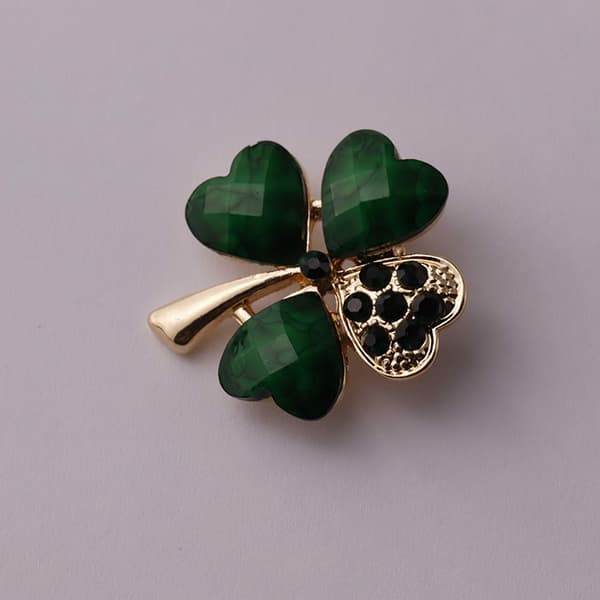 4st Fyrklöver Brosch Pin Grön Strass Brosch Legering Kr