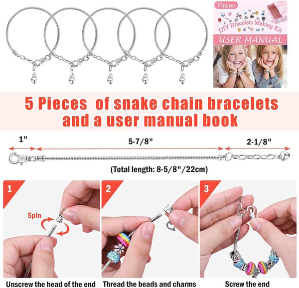 Armbandstillverkningssats för flickor, pärlberlocker, DIY-smyckenpresenter