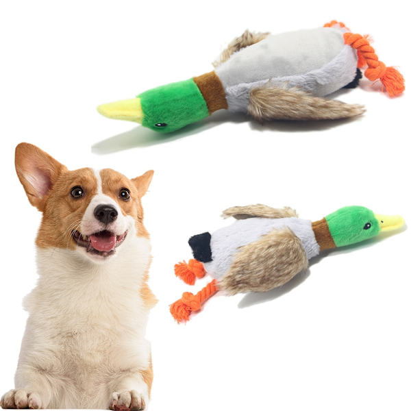Söt Plysch Anka Ljud Husdjursleksak Djur Kvittrande Hundleksak Rengöring Tand Hund Tugga Rep Tuggleksaker för Små Medelstora Hundar Interaktiv Leksak Rope style