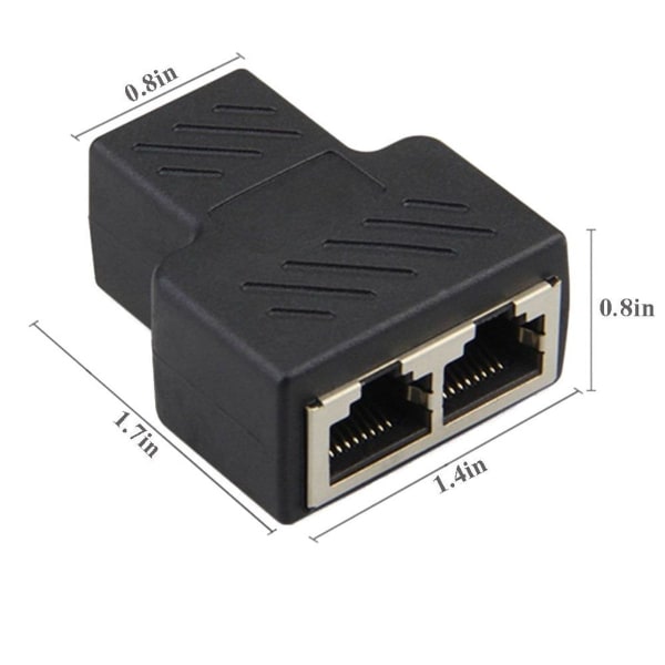 RJ45 Splitter Adapter 1 till 2 portar hona till hona Internet Extender Nätverk