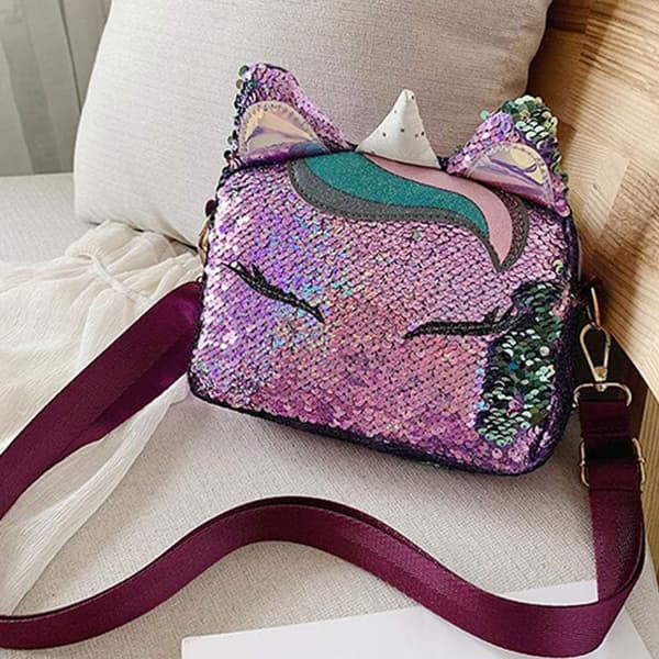 Crossbody-väska Enhörning Paljetter Mini Handväskor Flippy Glitter