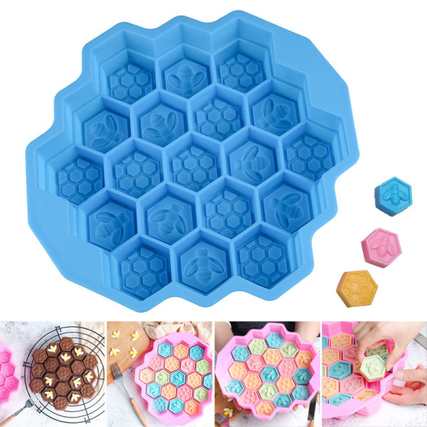 19-hålighets honeycomb form Bee Mould Pan DIY Candy Cake Baking Tool