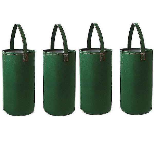 4 st Upp och ner tomatplanteringspåsar för jordgubbar, hängande trädgård Green