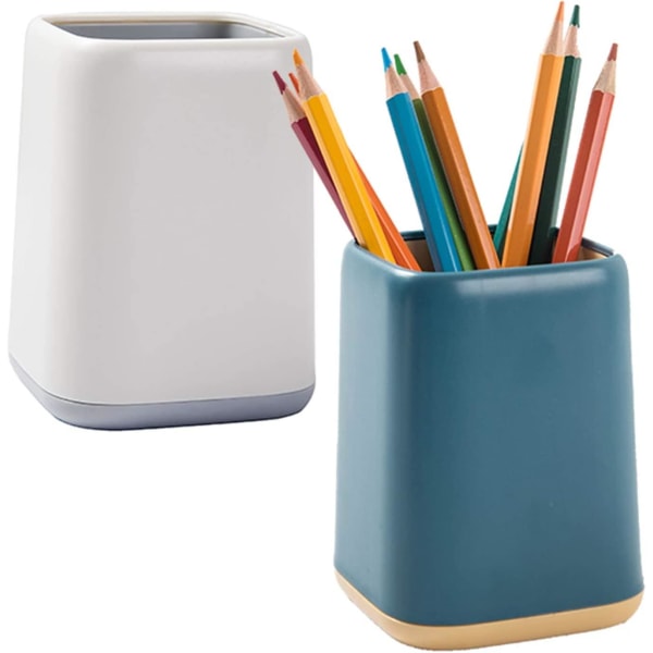 2-pack Skrivbordskopp Stativ Kruka Tvåfärgad Pennhållare Organizer