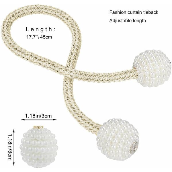 2 st Beige Gratis Stansgardin Slips Pärla Magnet Spänne Modern Enkel Gardin Klämma Knytrep Spänne