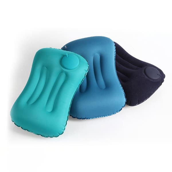 Bärbar uppblåsbar nackkudde för resor utomhus blue