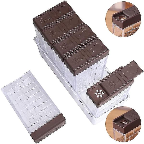 Plast Mini Salt- och Pepparkvarnar med Lock, Reseskryddburkar Brown