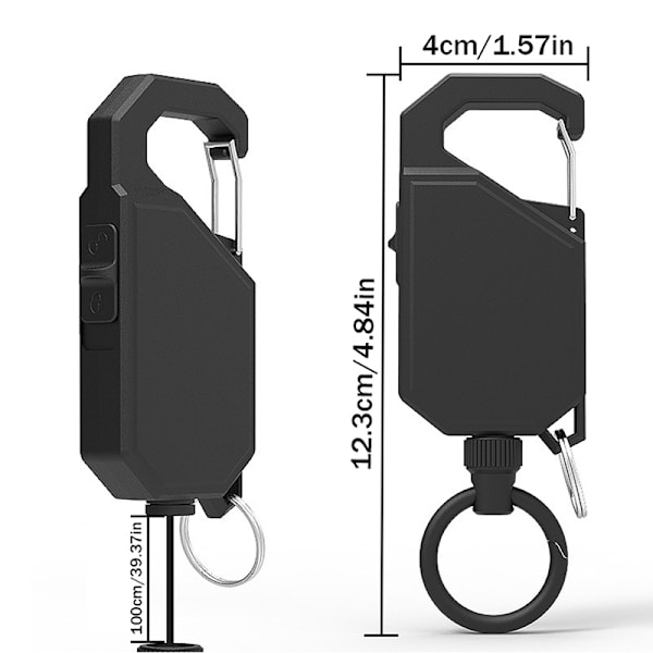 Stöldskyddande Metall Retractable Spänne Rep Elastisk Nyckelring