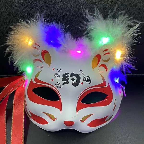 Halloween-mask Räv Stil Glödande Lätt Cover