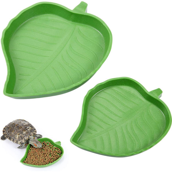 2 Blad Reptil Vattenskålar för Dricka och Äta Turtle Corn Sn