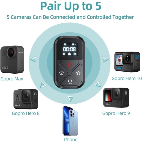 Kamera Fjärrkontroll - Tecun GoPro11 Fjärrkontroll Vattentät Trådlös Fjärrkontroll