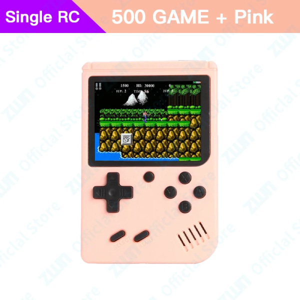 Retro bärbar mini handhållen videospelskonsol 8 bitar 3,0 tum färg LCD-spelspelare Inbyggd 500 spel för barn present Pink color